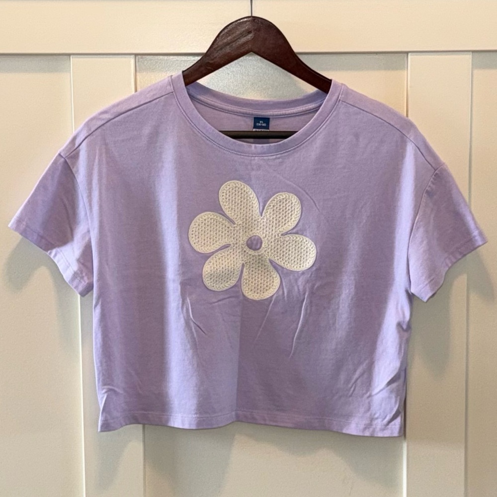 Old Navy Girl’s Purple Crop Top with Flower Design